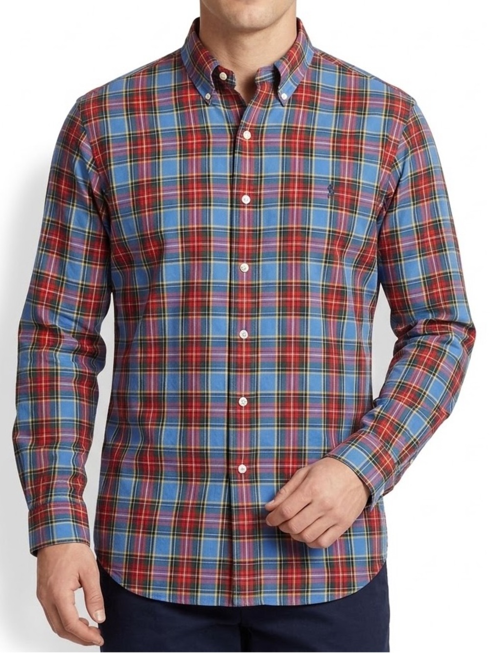 Ralph Lauren Blake Men’s XL Plaid Cotton Button Down Shirt Blue Red